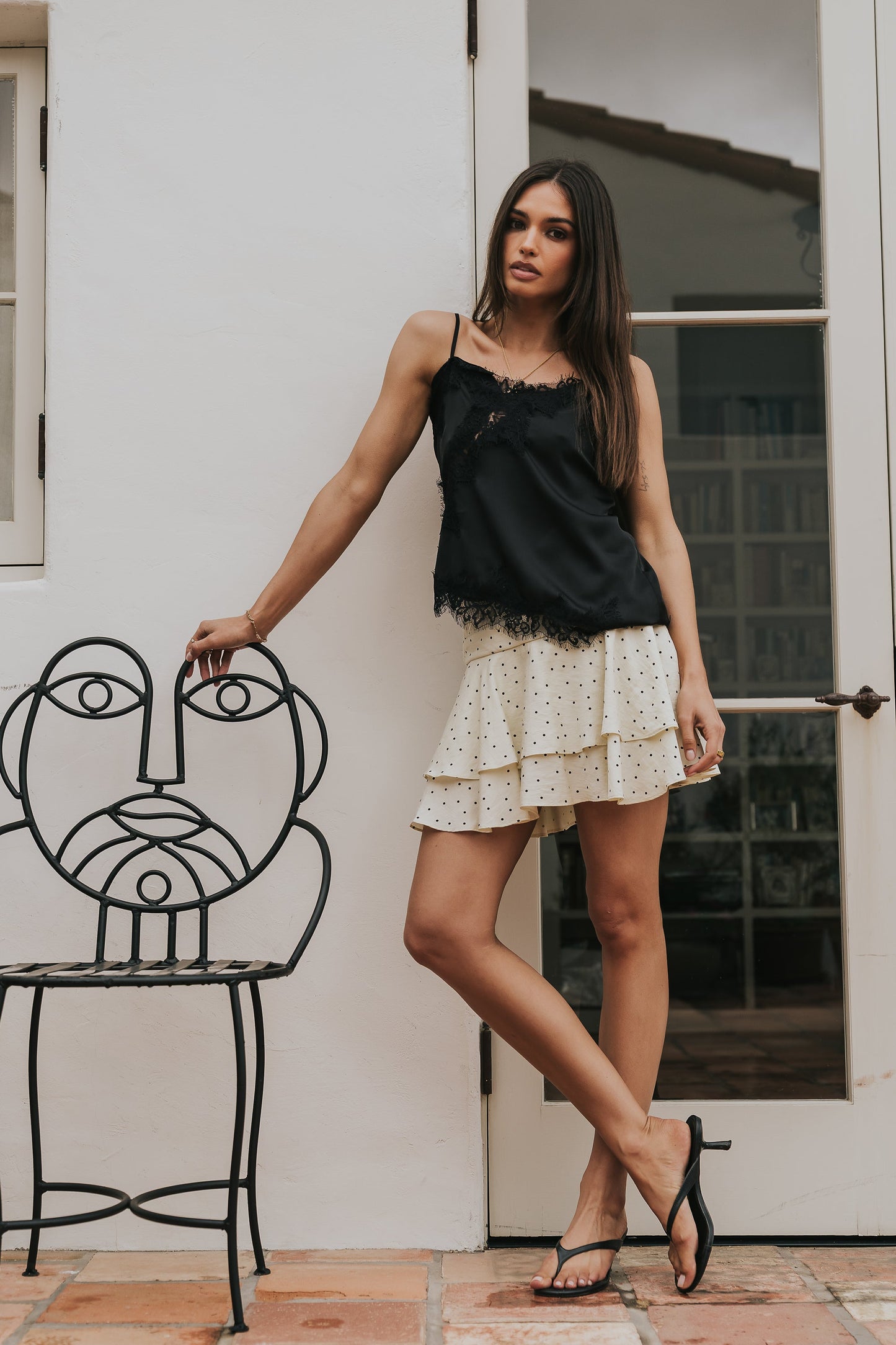 Berkley Lace Trim Tank in Black