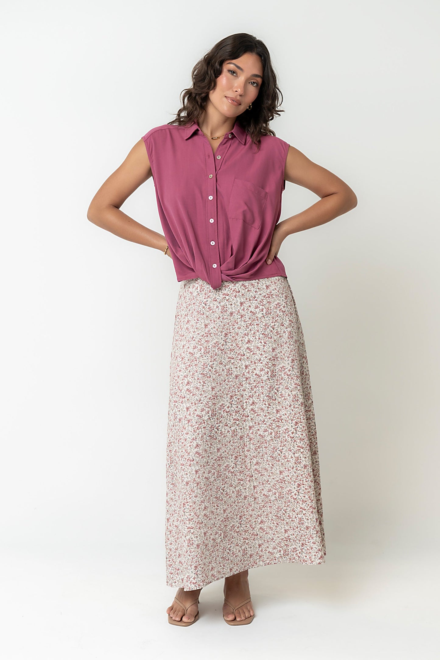 Gianna Button Up in Berry