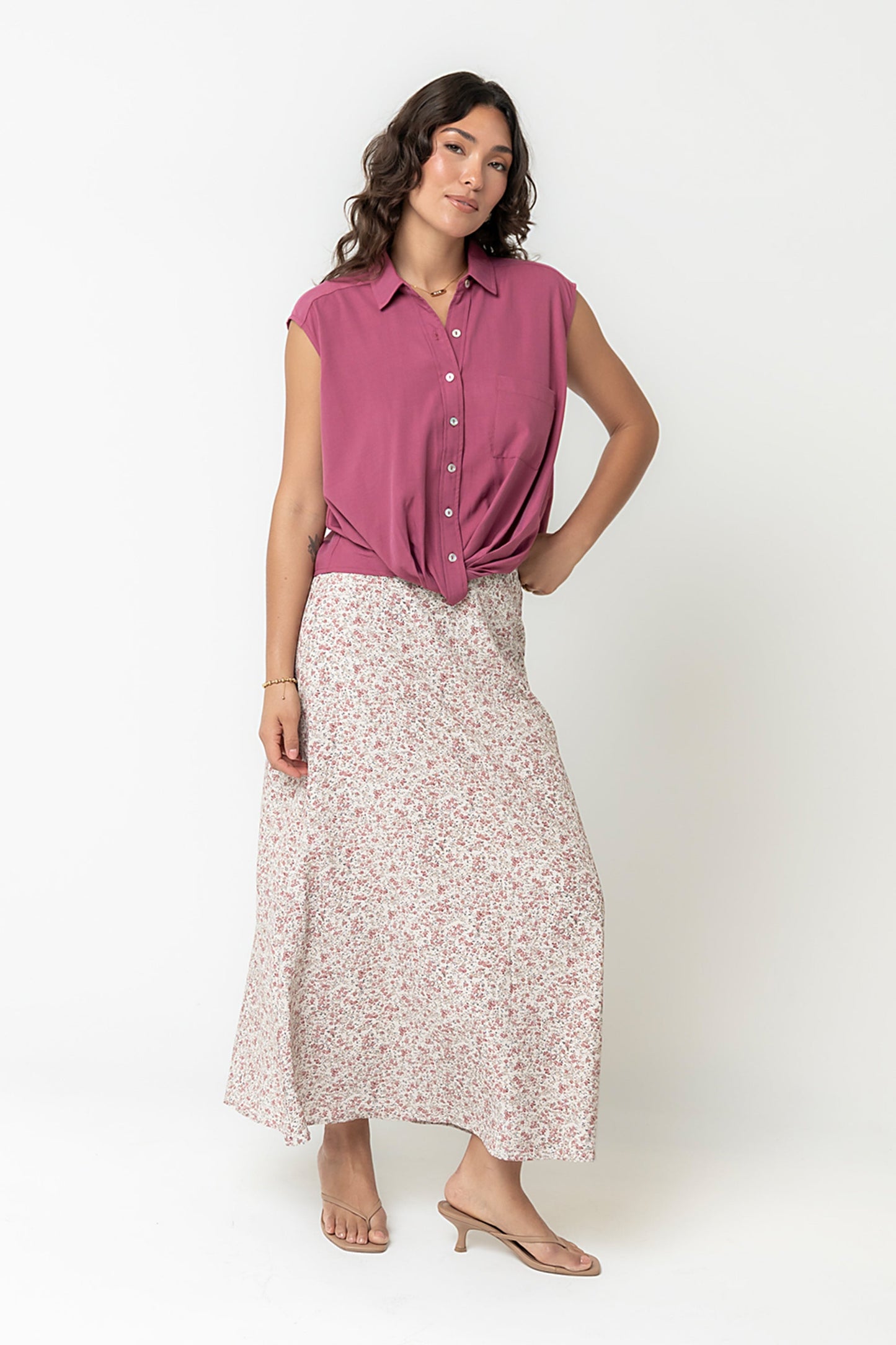 Gianna Button Up in Berry