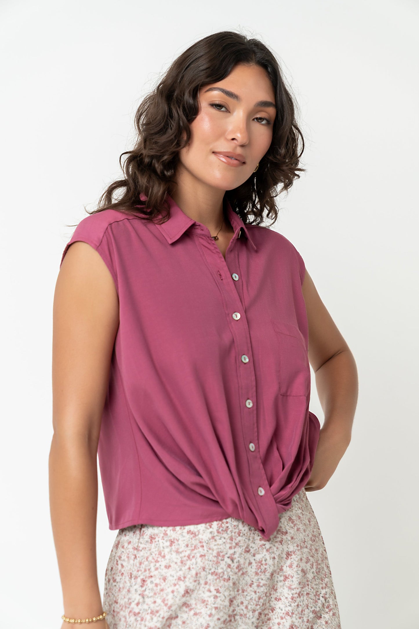 Gianna Button Up in Berry