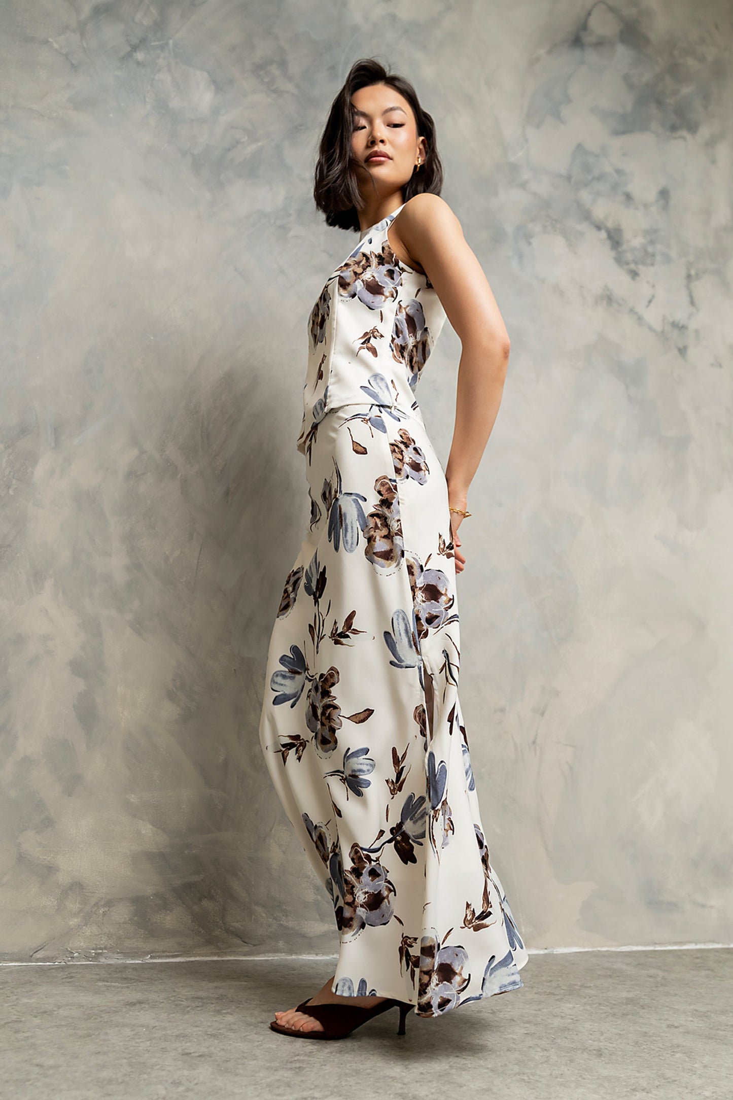 Eden Floral Midi Skirt in Cream