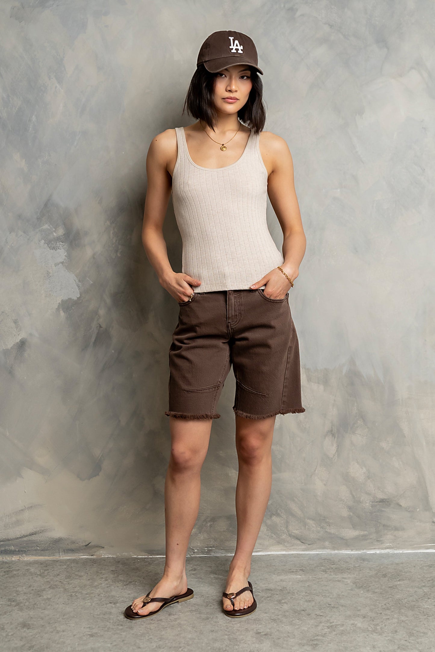 Aubryn Scoop Neck Tank in Oatmeal