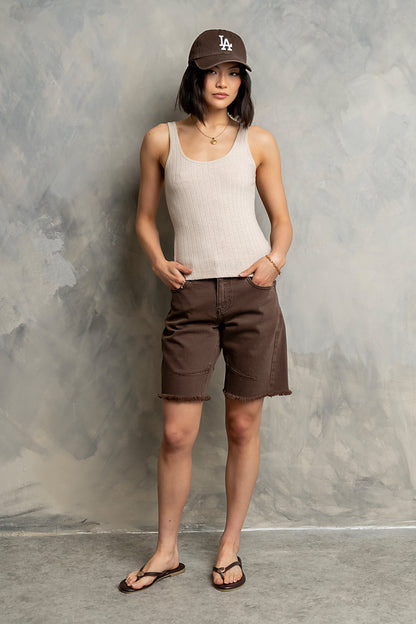 Aubryn Scoop Neck Tank in Oatmeal