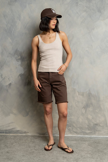 Aubryn Scoop Neck Tank in Oatmeal