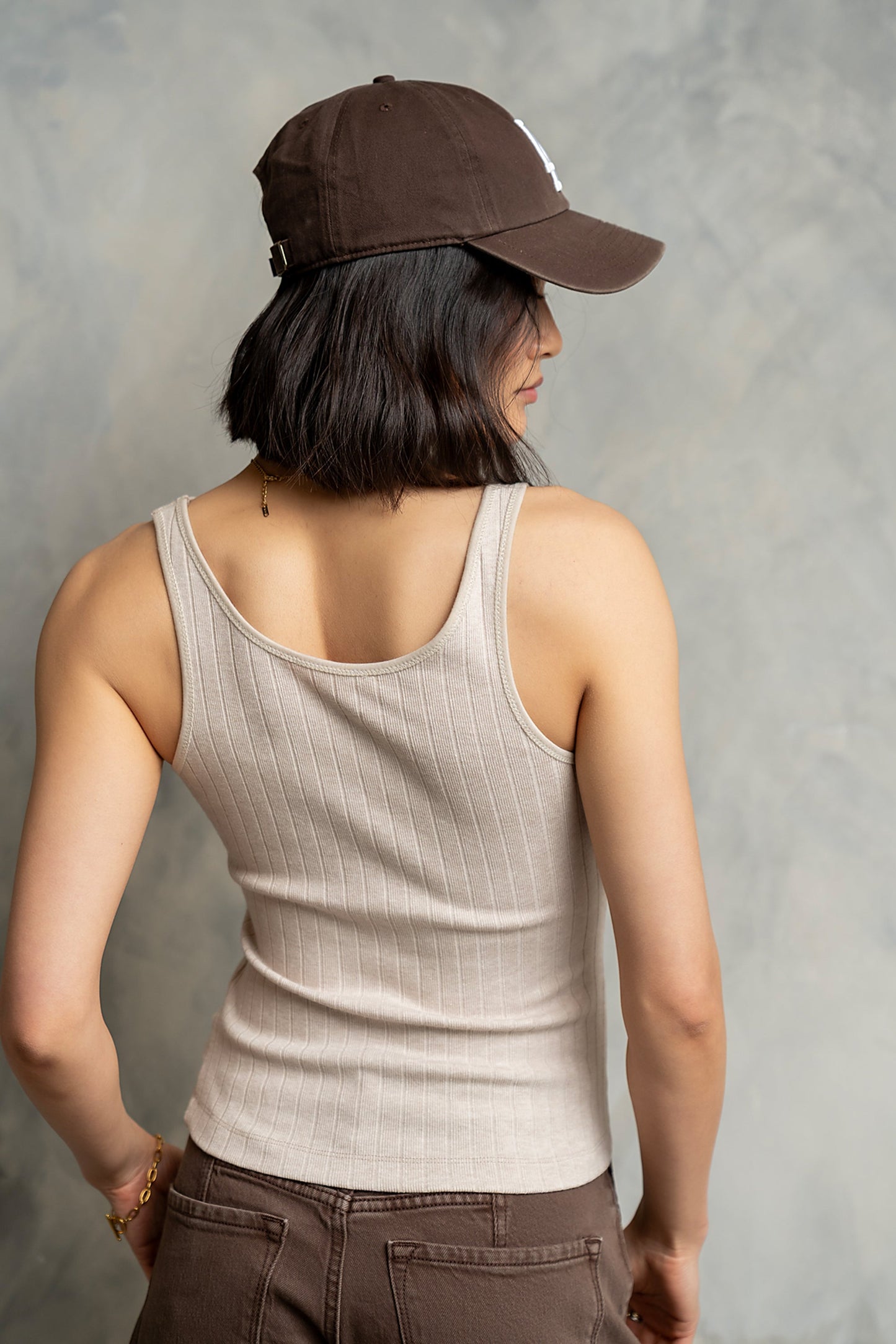 Aubryn Scoop Neck Tank in Oatmeal