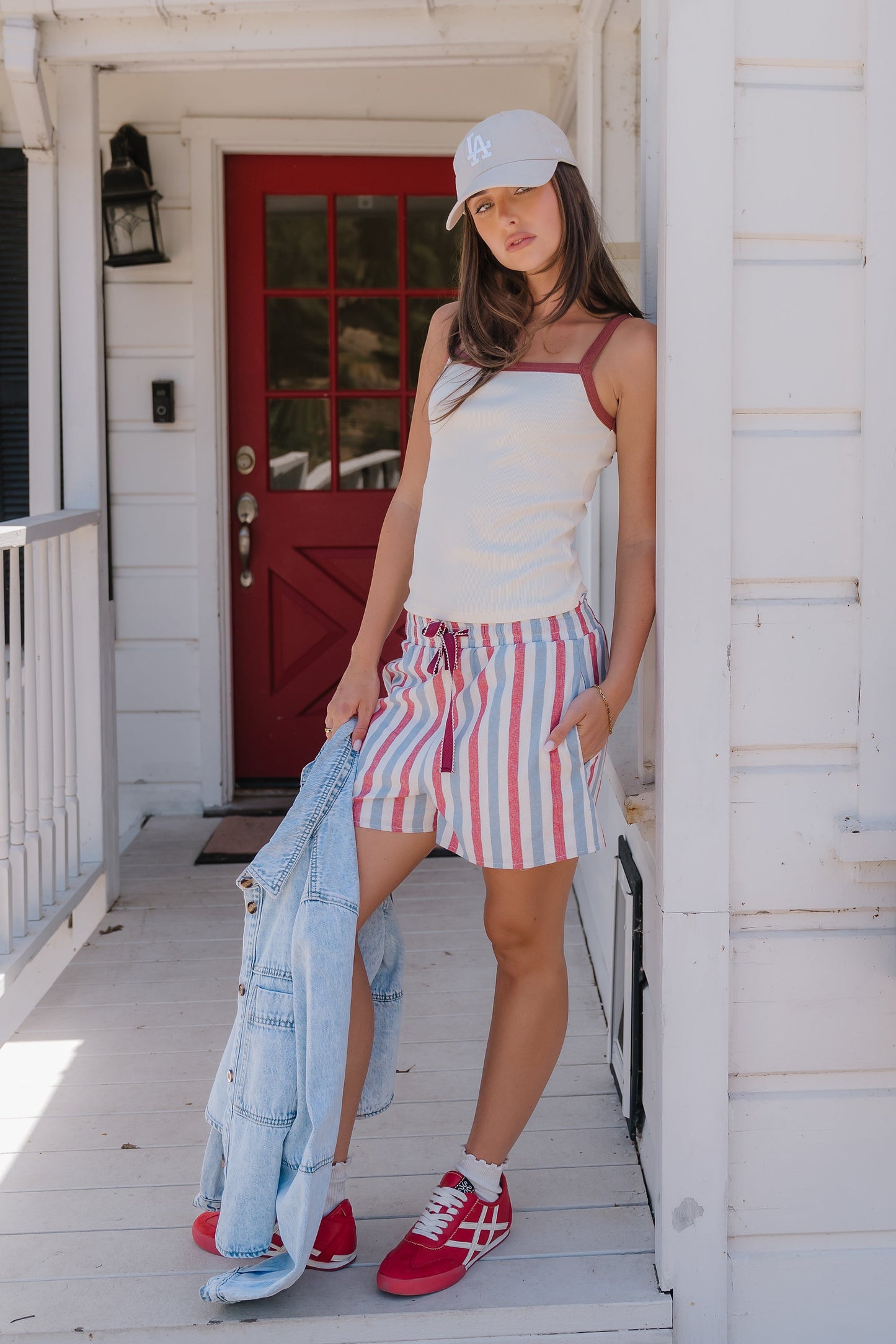 Dorothy Striped Shorts in Red