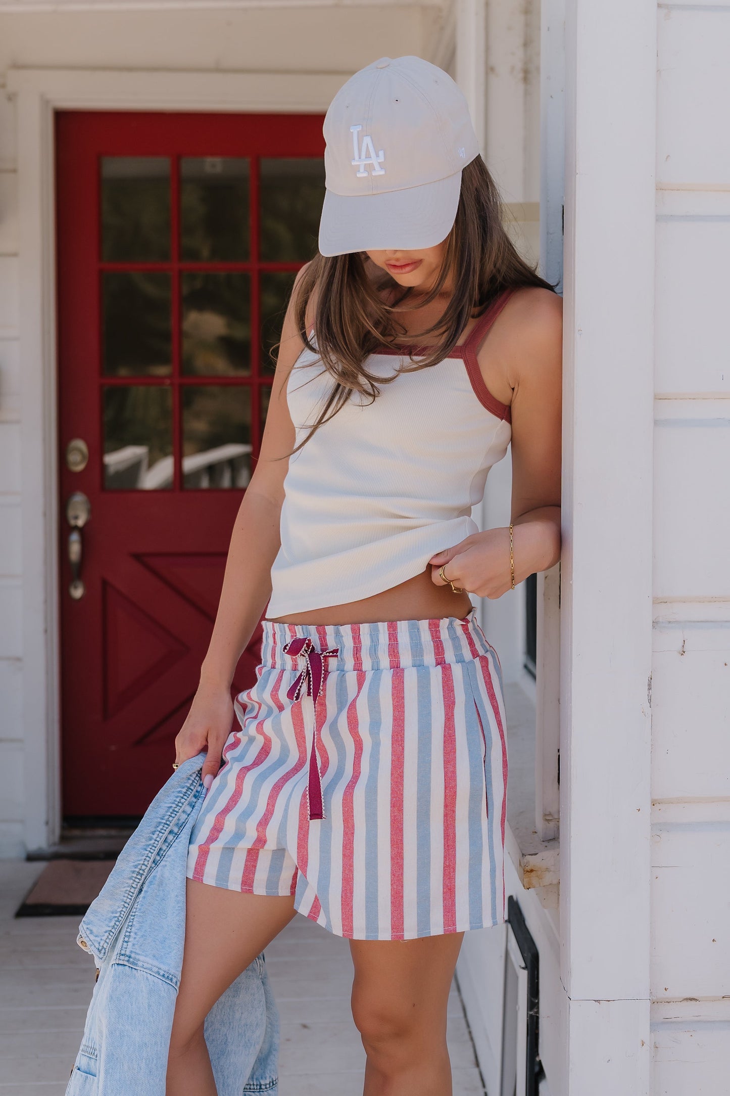 Dorothy Striped Shorts in Red