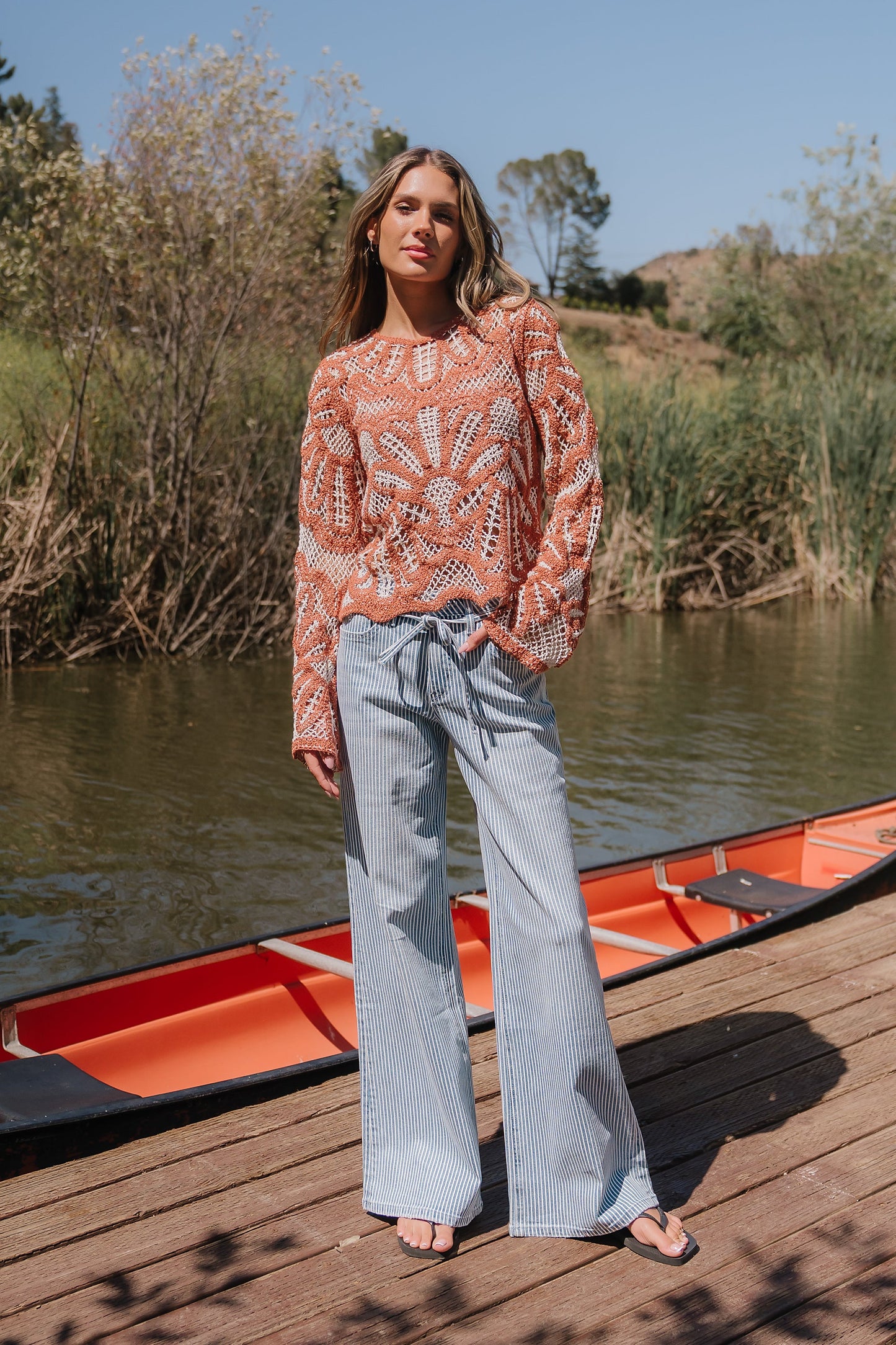 Abigail Striped Wide Leg Jeans