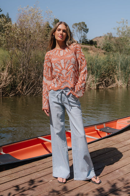 Abigail Striped Wide Leg Jeans