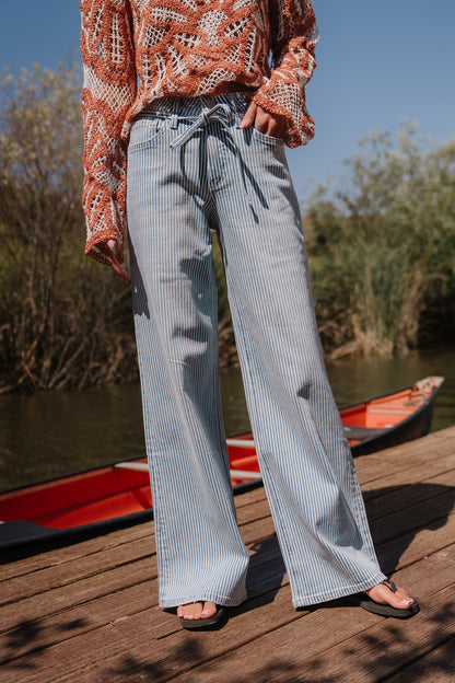 Abigail Striped Wide Leg Jeans
