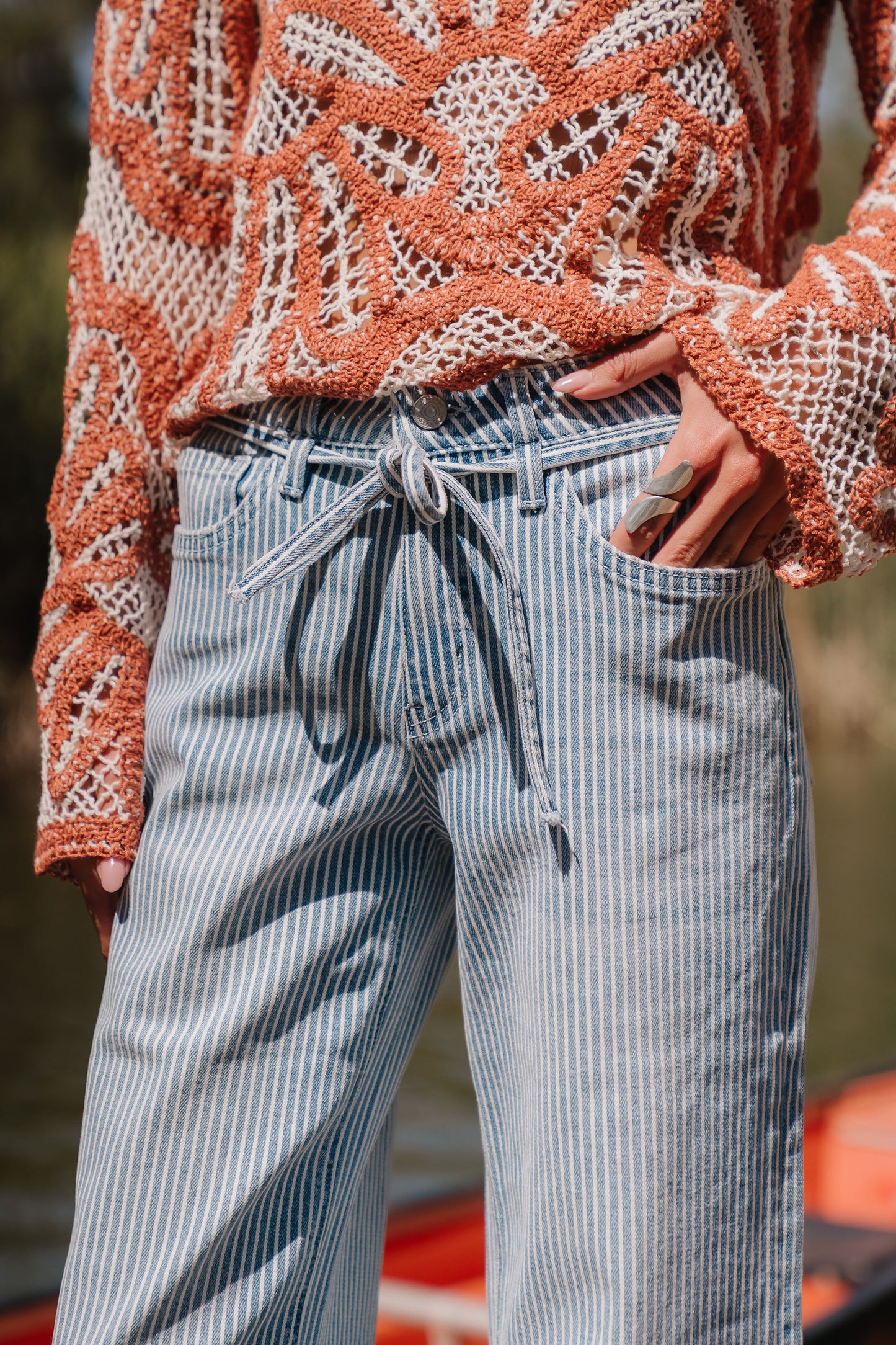 Abigail Striped Wide Leg Jeans