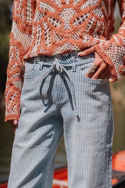 Abigail Striped Wide Leg Jeans
