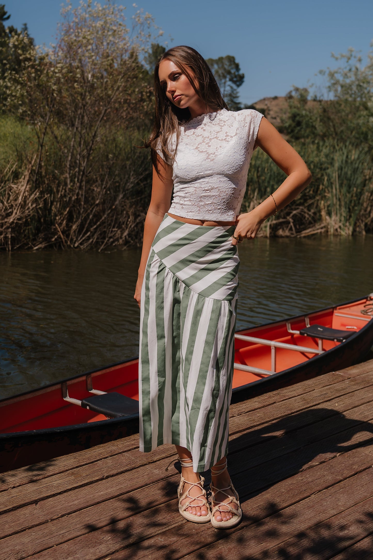 Frannie Striped Midi Skirt
