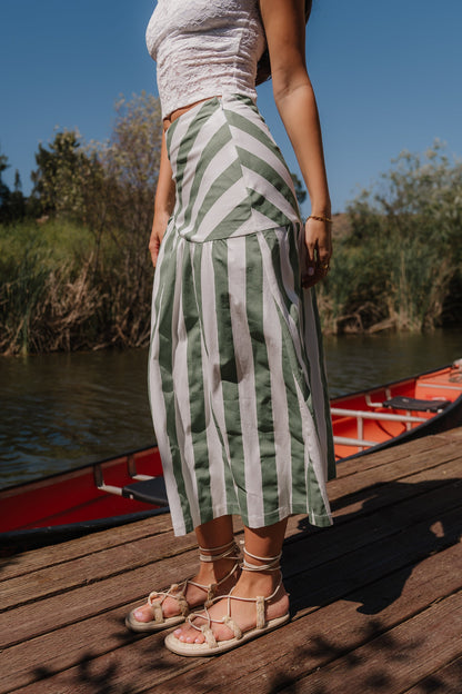 Frannie Striped Midi Skirt