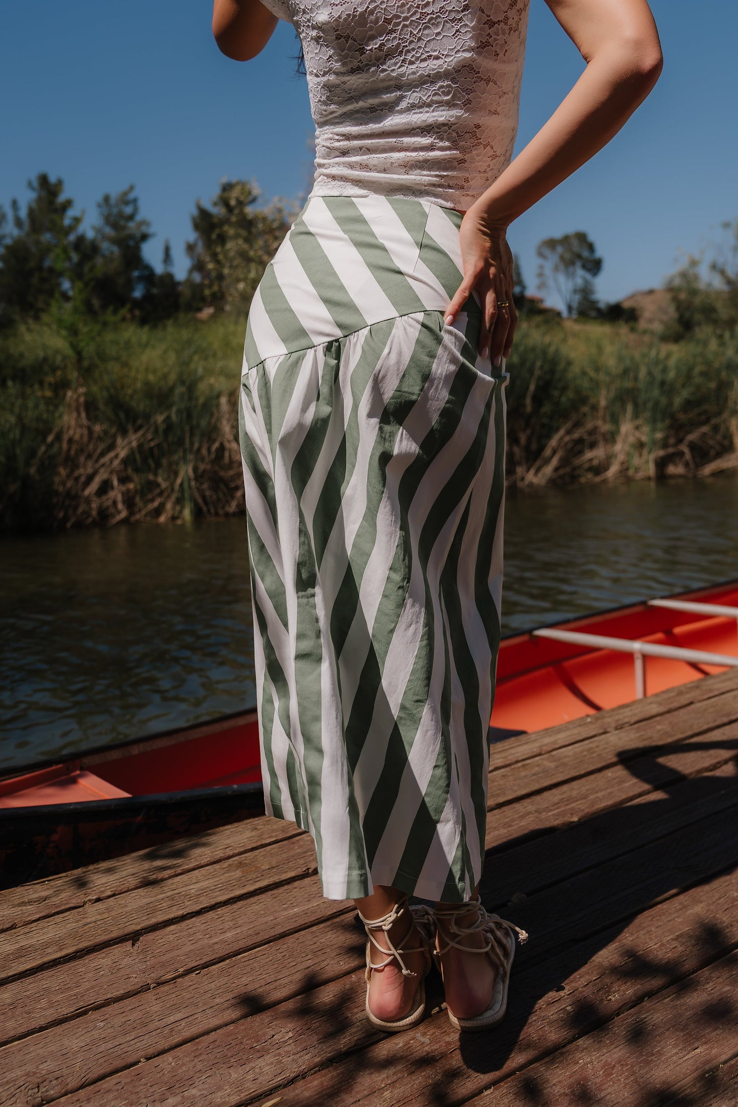 Frannie Striped Midi Skirt