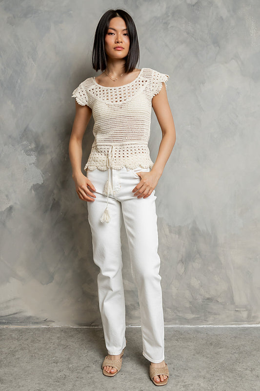 Gabi Crochet Top in Off White