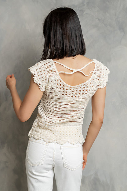 Gabi Crochet Top in Off White