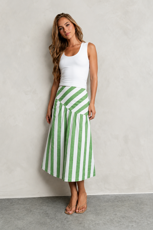 Frannie Striped Midi Skirt