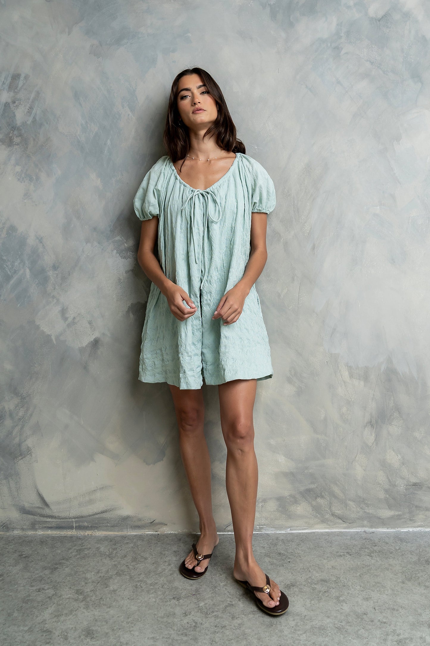 Charlie Gingham Mini Dress in Blue