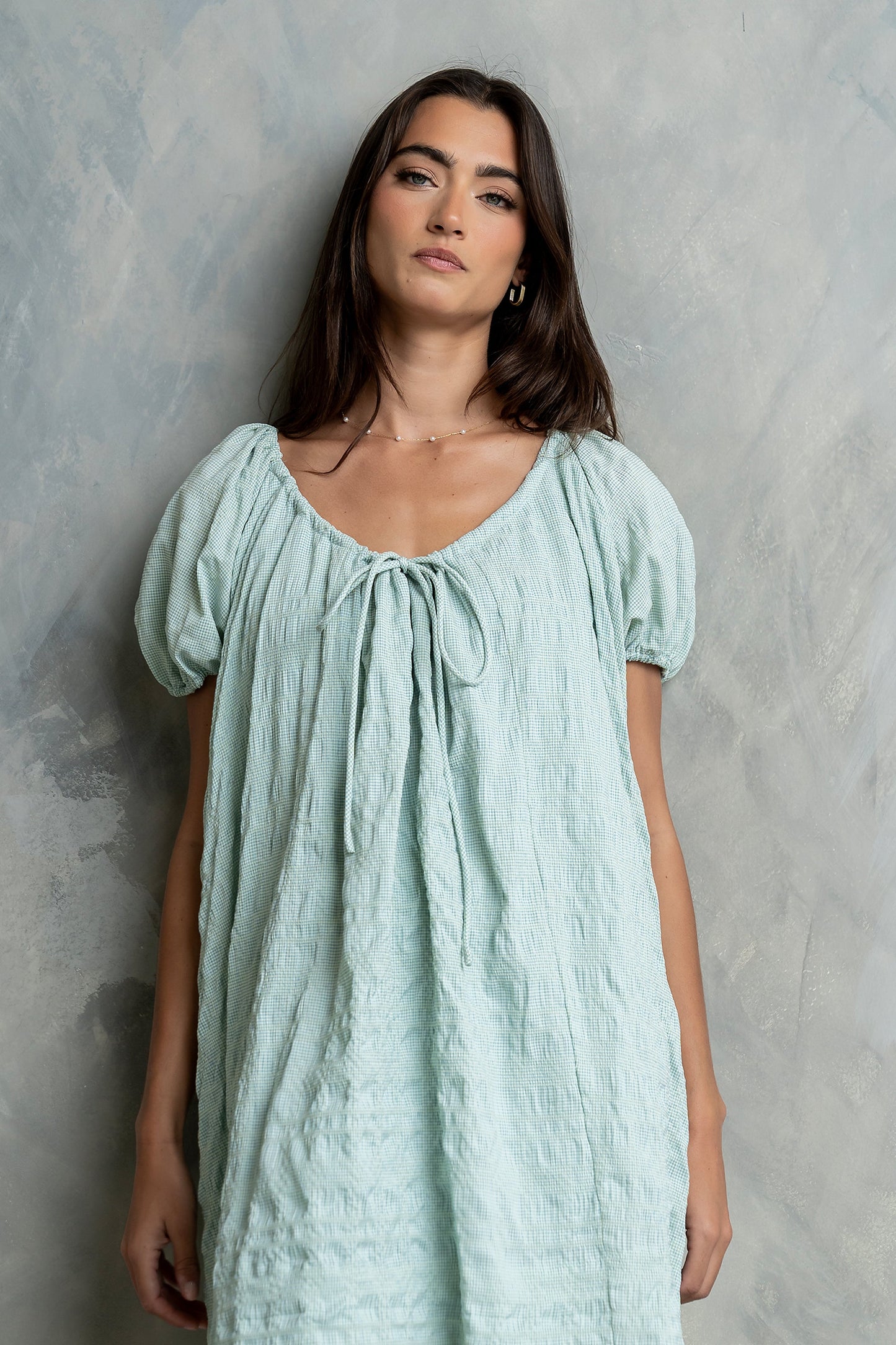 Charlie Gingham Mini Dress in Blue