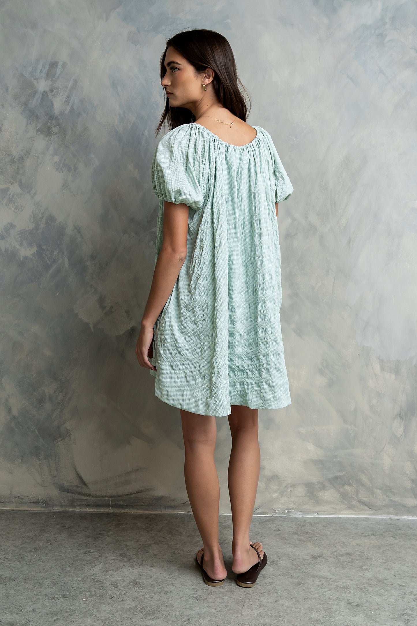 Charlie Gingham Mini Dress in Blue