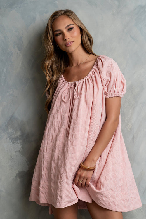 Charlie Gingham Mini Dress in Pink