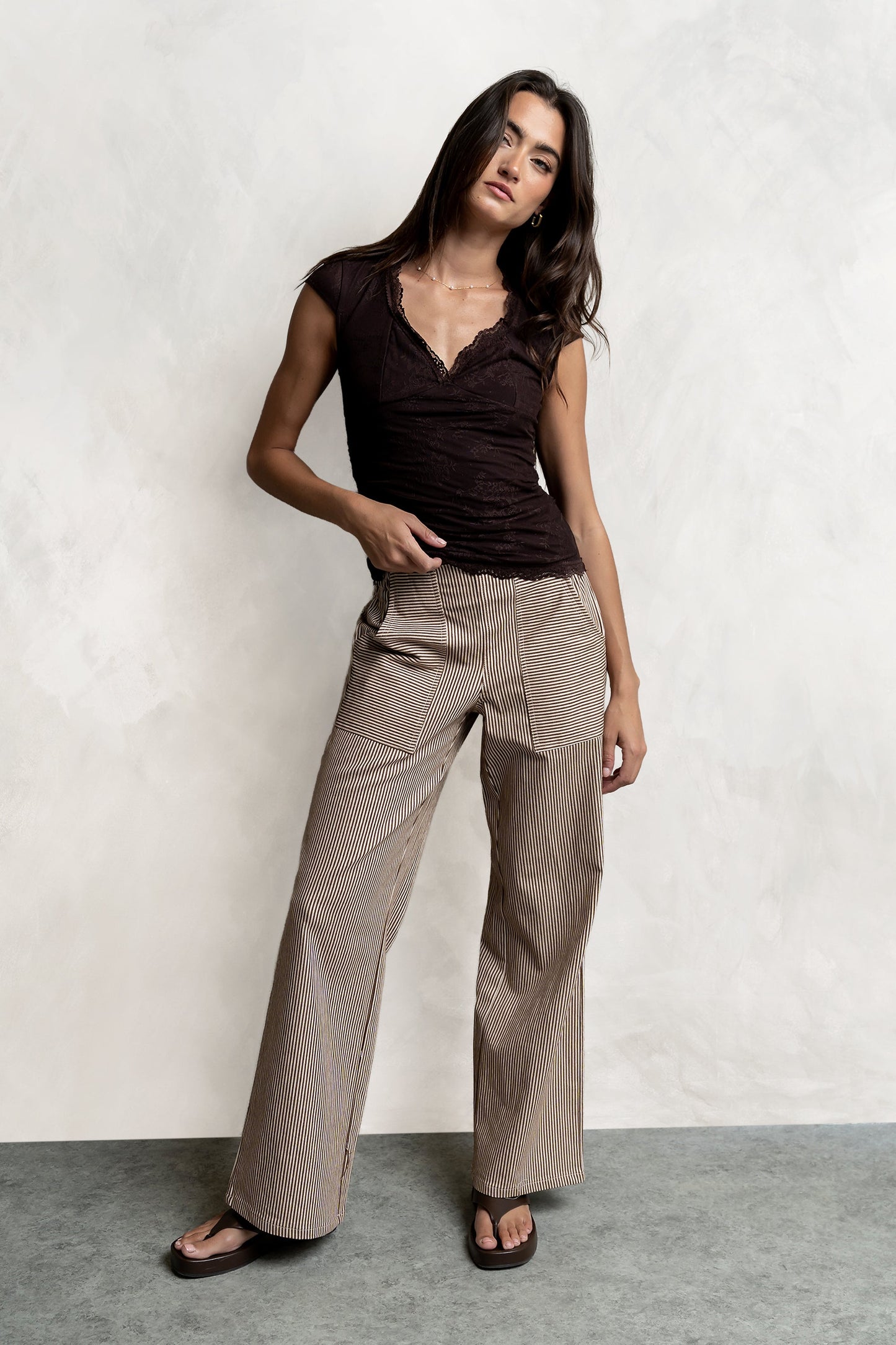 Gracie Lace Top in Brown