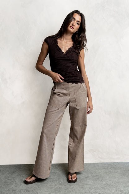 Gretta Striped Pants in Brown