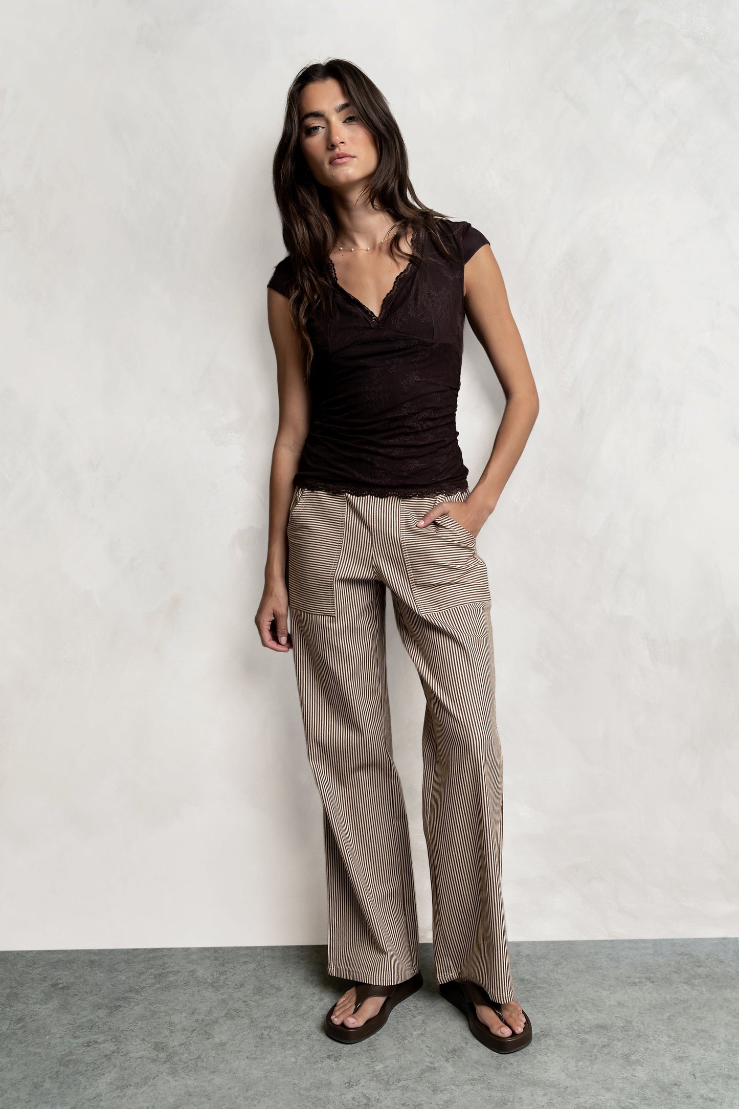 Gretta Striped Pants in Brown