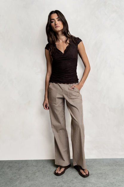 Gretta Striped Pants in Brown