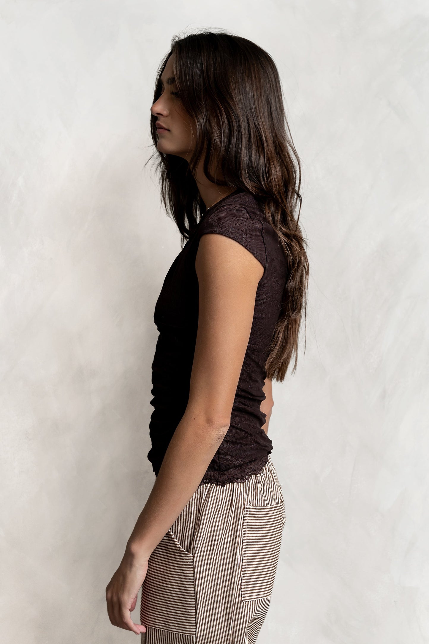 Gracie Lace Top in Brown