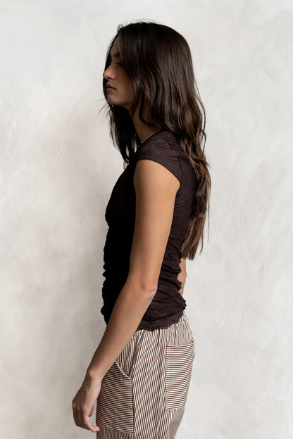 Gracie Lace Top in Brown