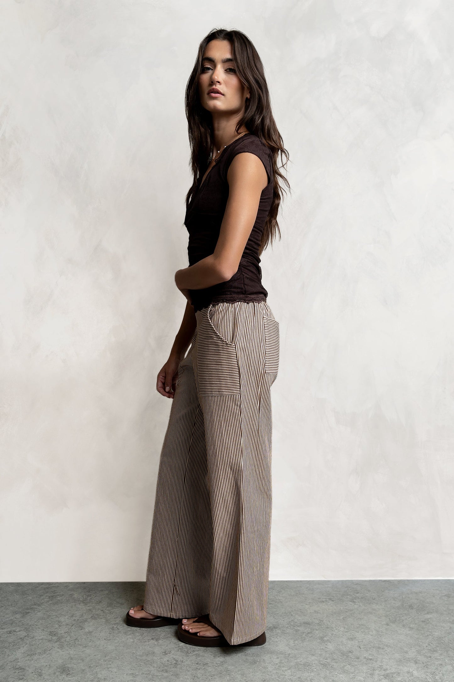 Gretta Striped Pants in Brown
