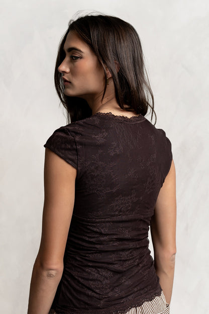 Gracie Lace Top in Brown