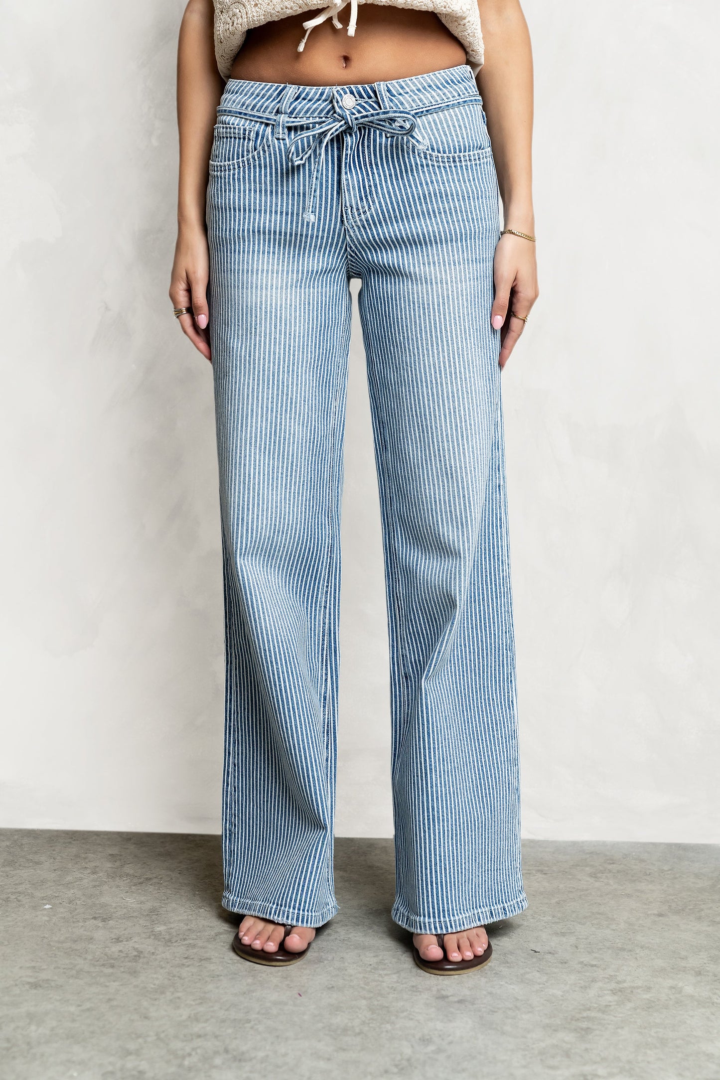 Abigail Striped Wide Leg Jeans