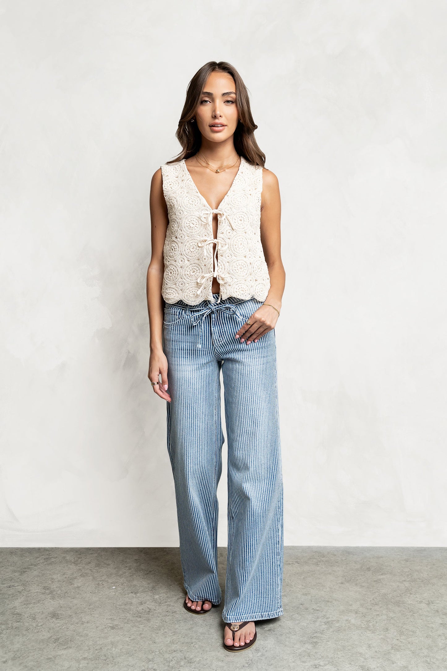 Abigail Striped Wide Leg Jeans