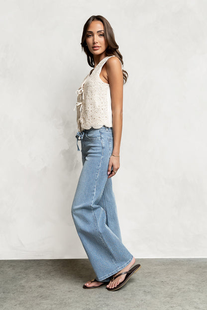 Abigail Striped Wide Leg Jeans