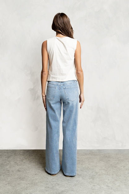 Abigail Striped Wide Leg Jeans