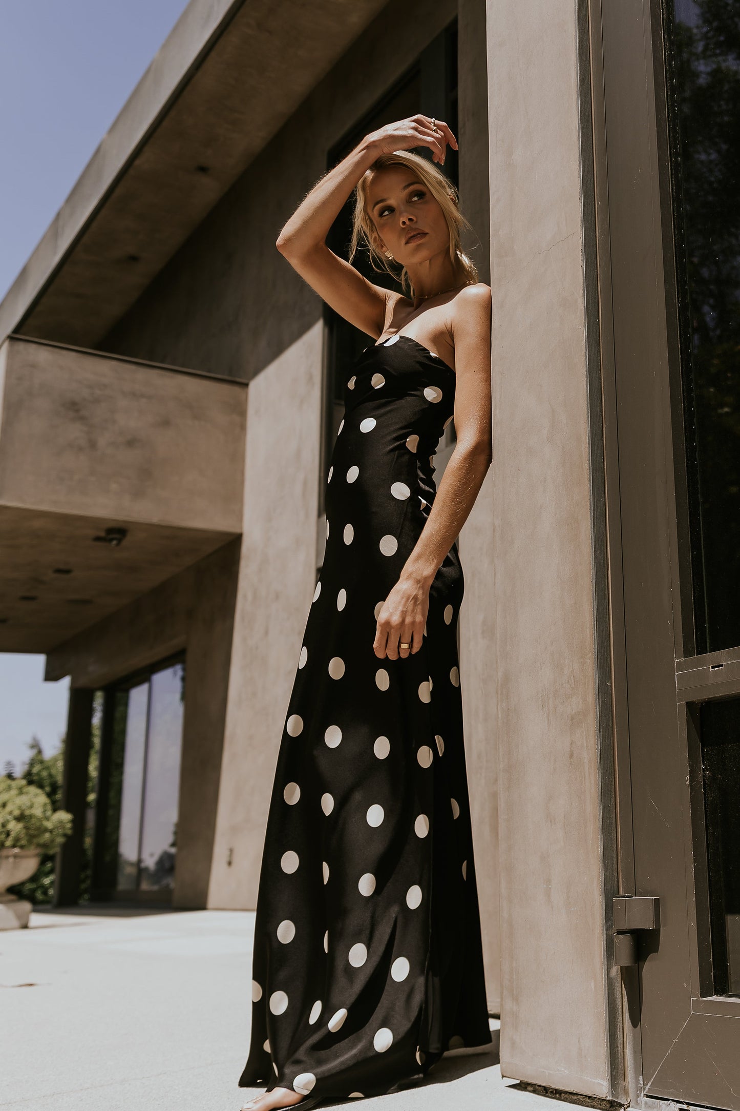 Amora Polka Dot Maxi Dress in Black