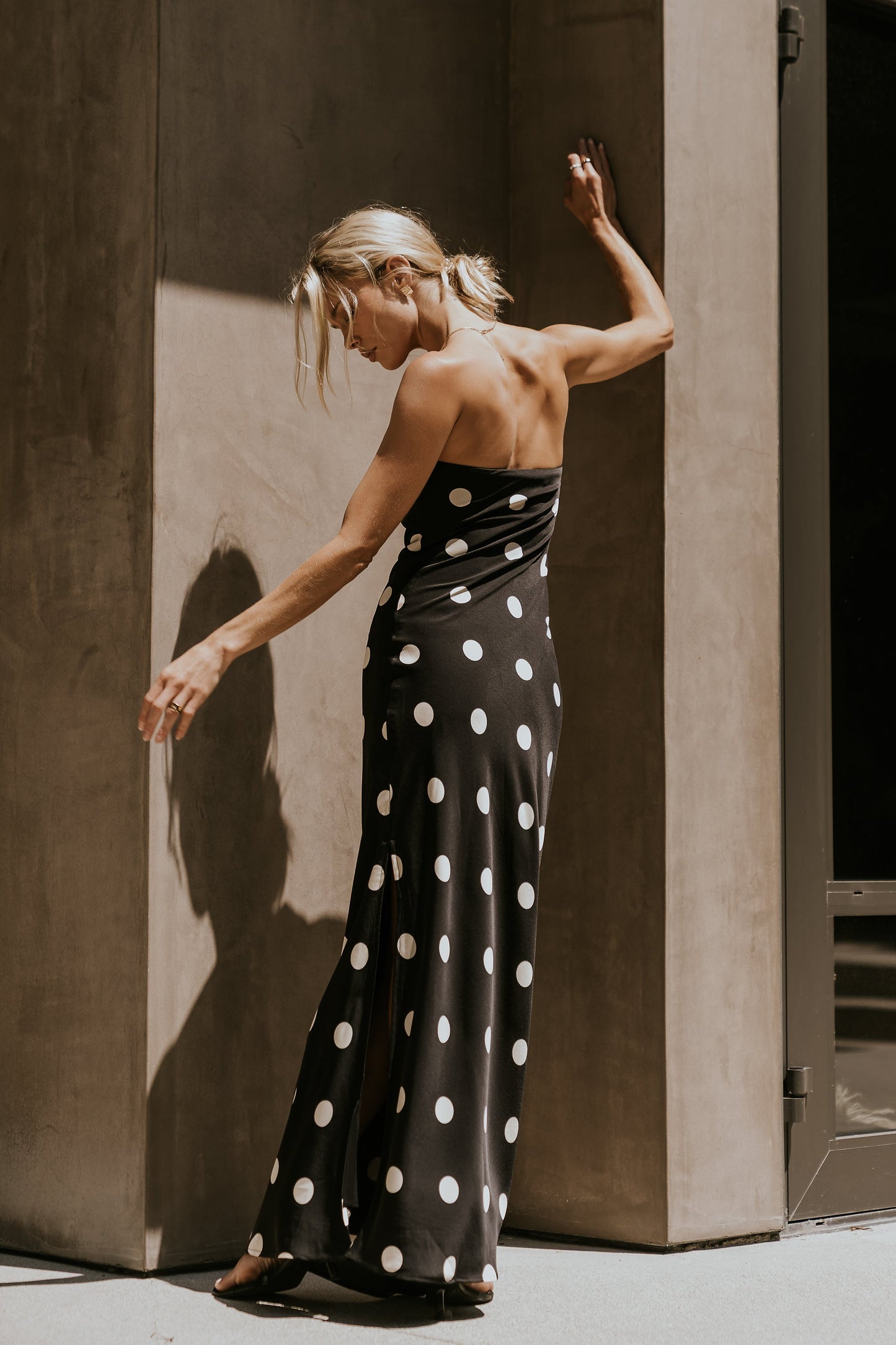 Amora Polka Dot Maxi Dress in Black