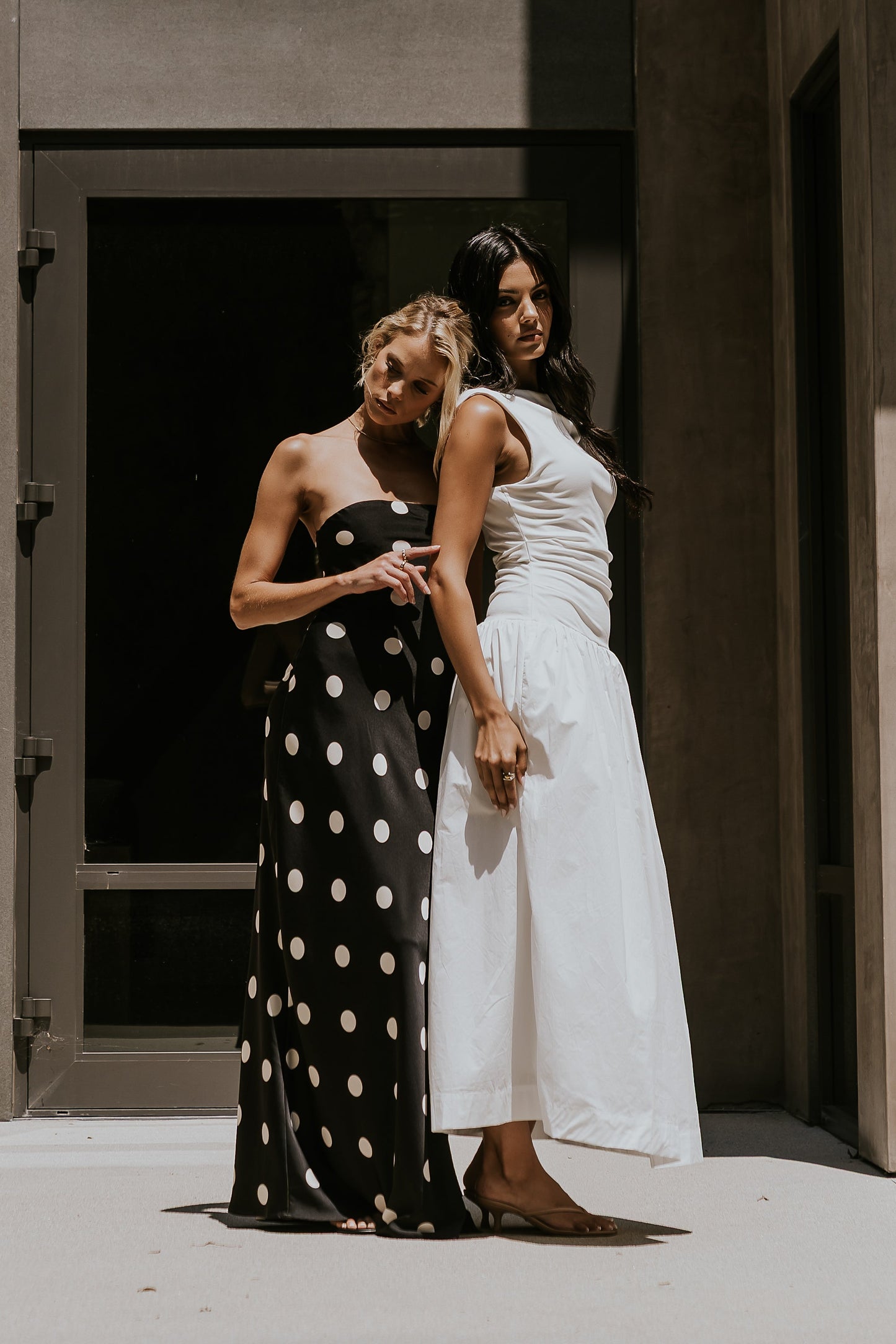 Amora Polka Dot Maxi Dress in Black
