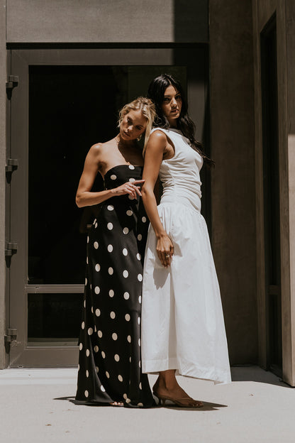 Amora Polka Dot Maxi Dress in Black