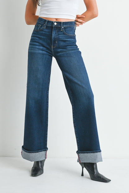 Just Black Cuffed Palazzo Jean
