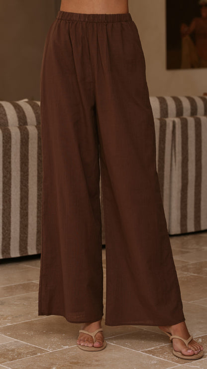Maison Strapless Top & Pants Set - Chocolate