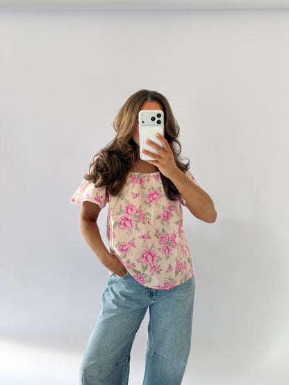 Pink In Palm Flowy Top