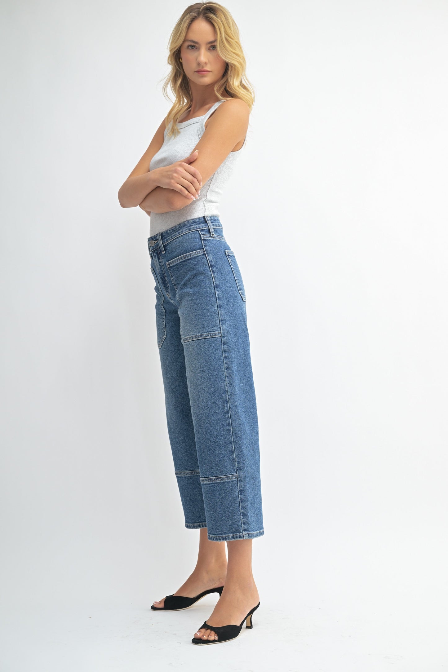 JBD High Rise Cropped Wide Leg Jean