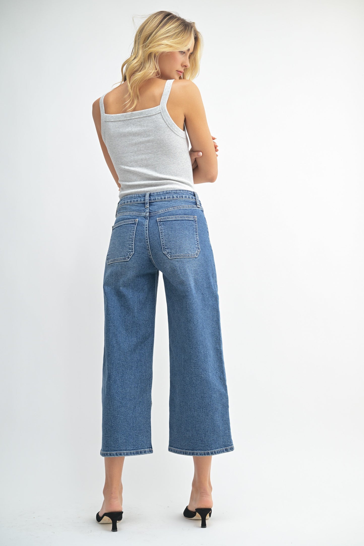 JBD High Rise Cropped Wide Leg Jean
