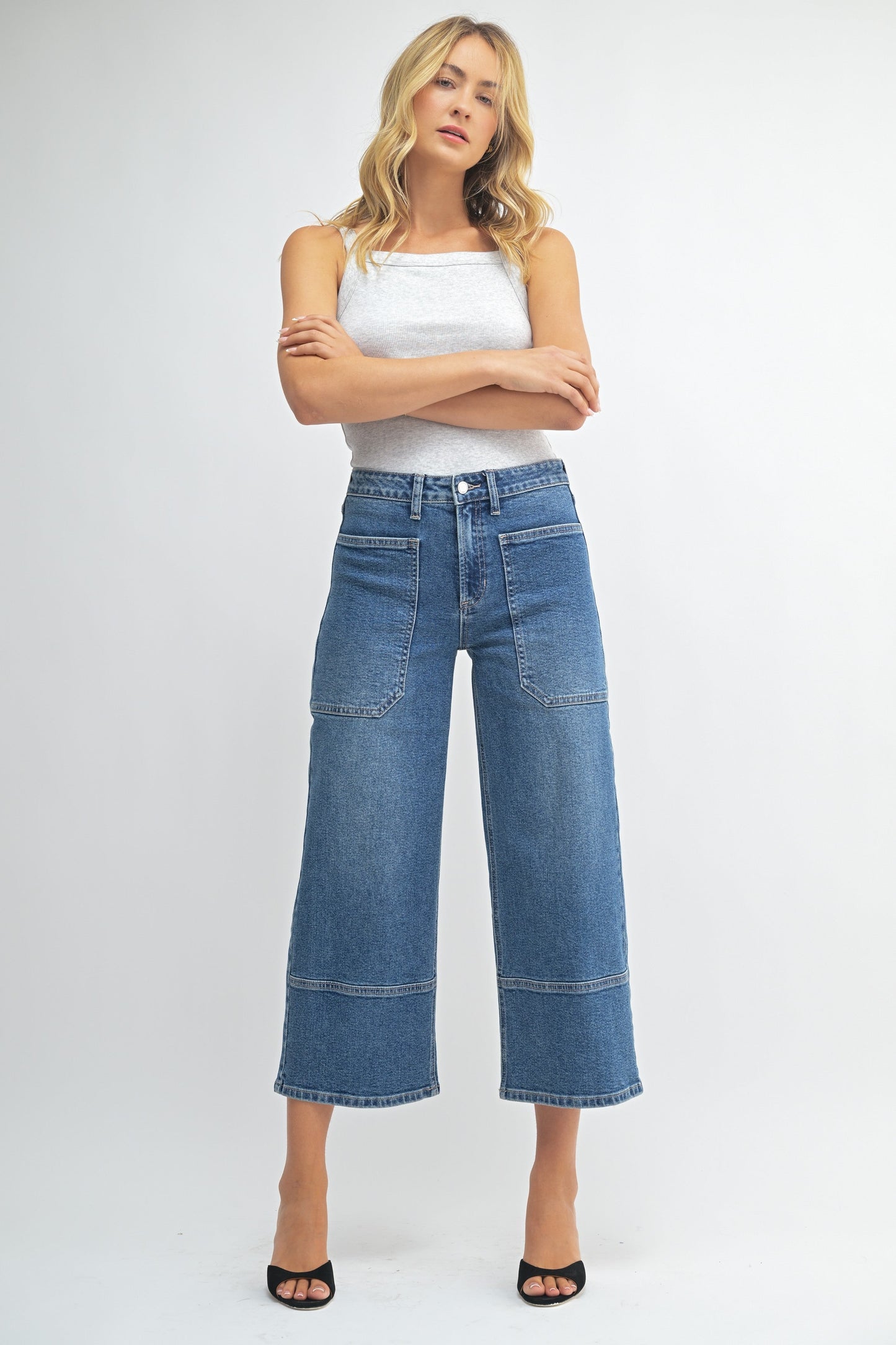 JBD High Rise Cropped Wide Leg Jean