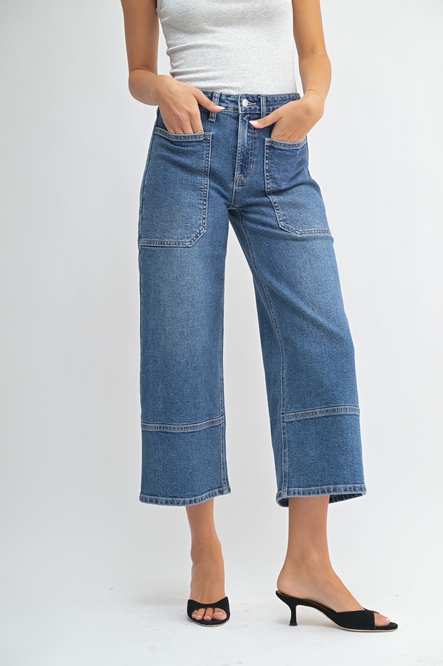 JBD High Rise Cropped Wide Leg Jean