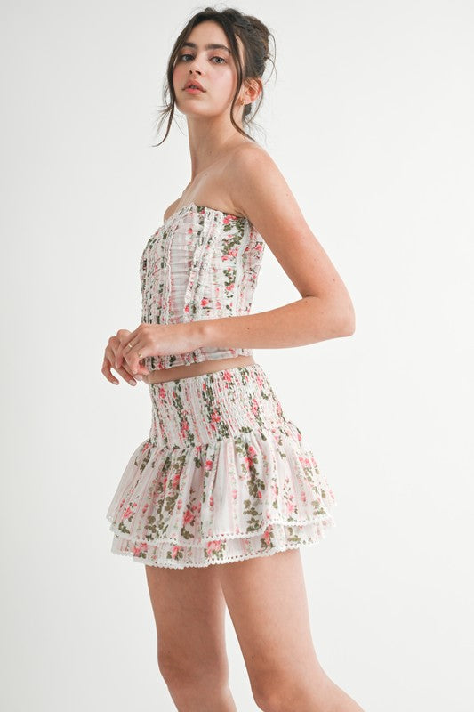 Floral Corset Skirt Set